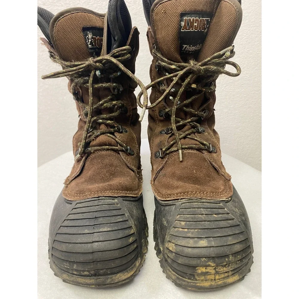 Rocky‎ Men's Insulated Winter Work Boots Brown Thinsulate Size 11 M